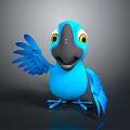 3D Blue Parrot Character With Vibrant Feathers Friendly Face And Spread Wings