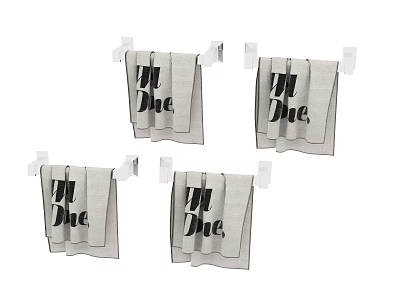 Hanging M Due Towels As Functional Household Items With Clear Lettering 3d model