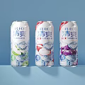 RICOH Refreshing Drink Cans With Assorted Flavors Displayed On Blue Surface