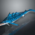 Realistic 3D Render Of Blue Striped Marine Creature With Streamlined Body And Sharp Fins