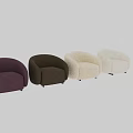 Ivory Fluffy Single Sofa With Rounded Armrests And Black Short Legs For Cozy Living Room