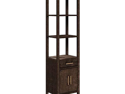 Wooden Entryway Cabinet Sideboard with Storage Drawer and Open Shelves Modern Design 3d model