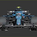 Blue Formula 1 Race Car With Streamlined Design Rear Wing And Shiny Wheels