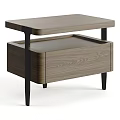 Modern Wooden Bedside Table With Drawer Black Legs And Wood Grain Design