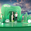 LA MER Skincare Display Featuring Green Sculptural Installation Figure Shells And Seaside View