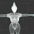 Green Head Blue Body Game Movie Character Wearing White Top And Jeans With Arms Outstretched