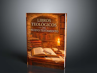 Religious Theological Books New Testament With Open Book Stacked Books And Candle On Wooden Table 3d model
