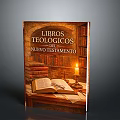 Religious Theological Books New Testament With Open Book Stacked Books And Candle On Wooden Table