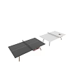Table Tennis Table With White Surface Red Net Ping Pong Paddle Ball And Wooden Legs