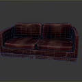 Red Two Seater Velvet Sofa Furniture With Classic Design And Armrests