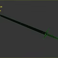 Blue Sword With Long Blade Brown Silver Hilt And Sleek Design