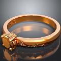 Elegant Golden Ring With Large Gemstone And Decorative Patterns Design 3d model