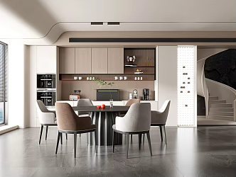 Modern Restaurant Dining Table and Chair Combination 3d model