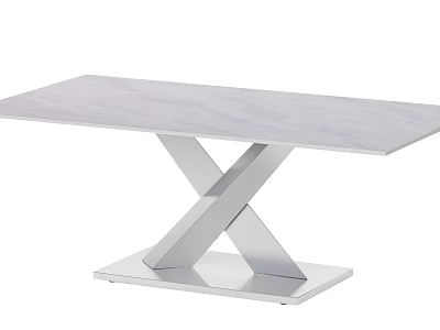 Modern Coffee Table With Sleek Marble Top And X Shaped Metal Base 3d model
