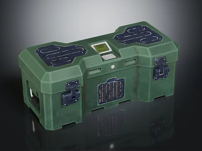 Green Rugged Case With Digital Display And Mesh Panel Secure Latches 3d model