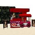Red Ice Cream Kiosk With Green Hedge Background Advertising Boards And Eco Friendly Design