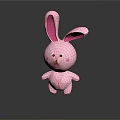 Pink Rabbit Toy 3D Model With Long Ears Round Face And Blush