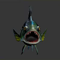 Colorful Tropical Fish With Open Mouth Sharp Teeth And Vibrant Fins Design