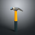 Sturdy Hammer With Yellow Handle Black Grip Silver Head And Hole Design