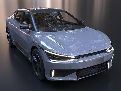 Sleek Modern Silver Car With Streamlined Design LED Headlights And Black Wheels 3d model