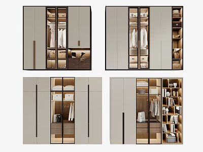 Modern Sleek Built in Wardrobe Design With Hanging Rods Drawers And Storage Shelves 3d model