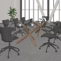 Modern Conference Table and Chair Conference Table and Chair Combination 3d model