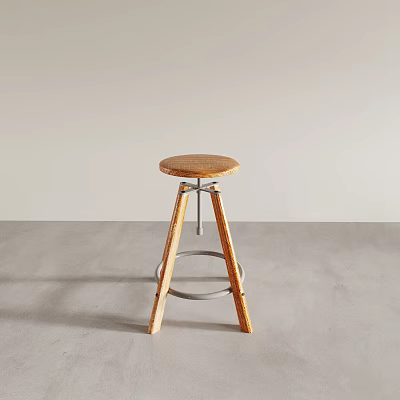 Sleek Modern Bar Stool Featuring Wooden Seat And Metal Frame For Home Interior 3d model