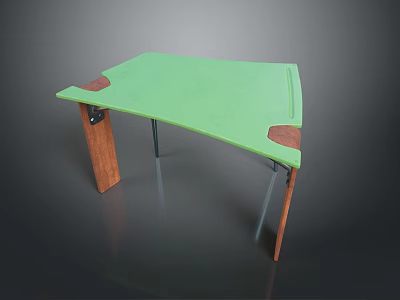 Unique Modern Dining Chair With Green Seat And Wooden Legs Design 3d model