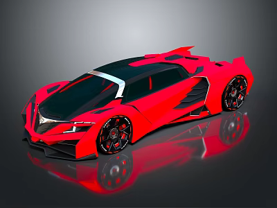 Red Sports Car With Sleek Aerodynamic Design Black Roof And Reflective Wheels 3d model