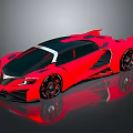 Red Sports Car With Sleek Aerodynamic Design Black Roof And Reflective Wheels