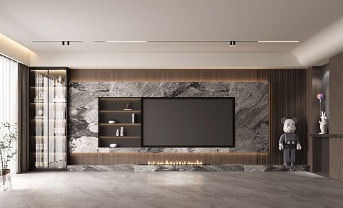 Modern TV background wall TV background 3d model