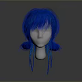 Game and Movie Character Featuring Blue Short Hair Wig With Two Braids And Blue Tassels