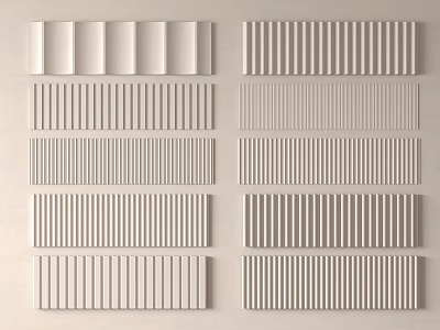 Various Decorative Wall Panels With Different Textures And White Gray Tones 3d model