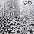 Geometric Tiles Components With Black White Patterns And Various Shapes