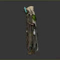 Traditional Tribal Character Wearing Feather Headdress And Glowing Staff With Mossy Attire