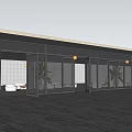 Modern Building With Glass Curtain Walls Courtyard And Surrounding Trees
