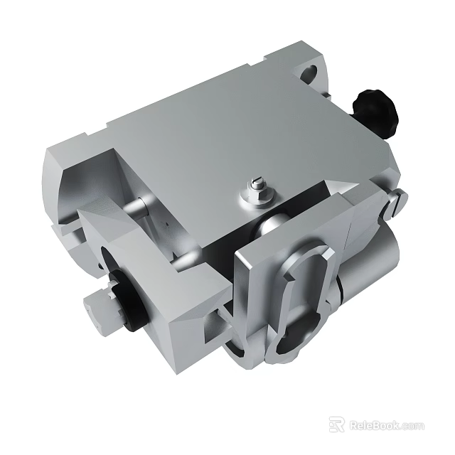 Silver Industrial Mechanical Component Featuring Bolted Joints and Precision Holes 3d model