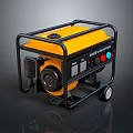 Yellow Generator With Black Frame Wheels Control Panel Buttons And Lights