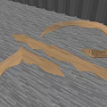 Golden Wave Shaped Landscape Seats With Modern Striped Design And Gray Wooden Floor