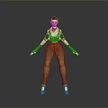 Game Movie Character with Red Hair Green Top Brown Pants Green Gloves and Yellow Shoes