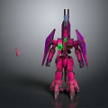 Pink and Purple Sci Fi Robot Character with Green Eye and Mechanical Armor Design