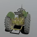 Vintage Green And Yellow Tractor With Large Wheels Steering Wheel And Exhaust Pipe