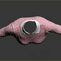 Pink Knitted Short Sleeve Top with White Collar Cuffs and Hem