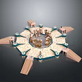 Ancient Ritual Circular Structure With Central Statue Group And Stepped Platforms