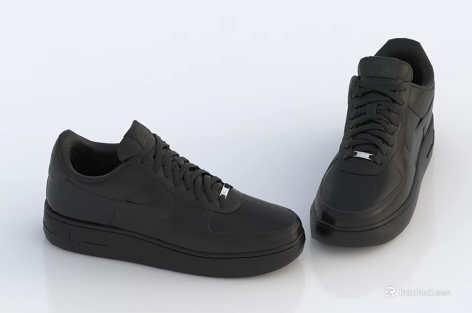 Black Casual Lace Up Sneakers with Modern Design and Comfortable Sole 3d model 
