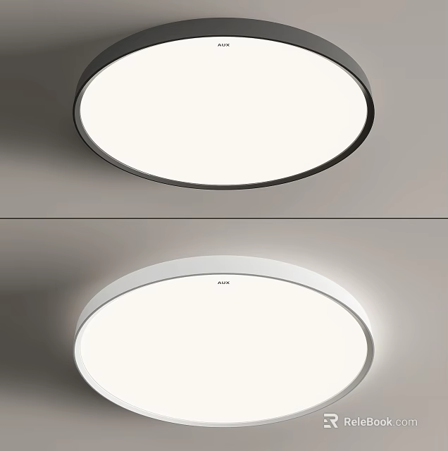 Modern Round Ceiling Light with Black and White Frame AXA Design 3d model