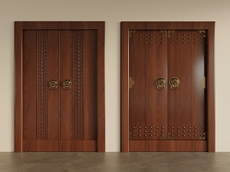 New Chinese Style Entry Door Double Door 3d model