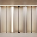 Elegant Modern Interior Design Featuring Black Pillars Light Walls And LED Strips 3d model