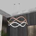 Modern Twisted Curved Chandelier With LED Light In Living Room Interior