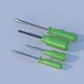 Professional Hardware Tools Green Handle Screwdrivers With Various Sizes And Ergonomic Grip For DIY Projects 3d model